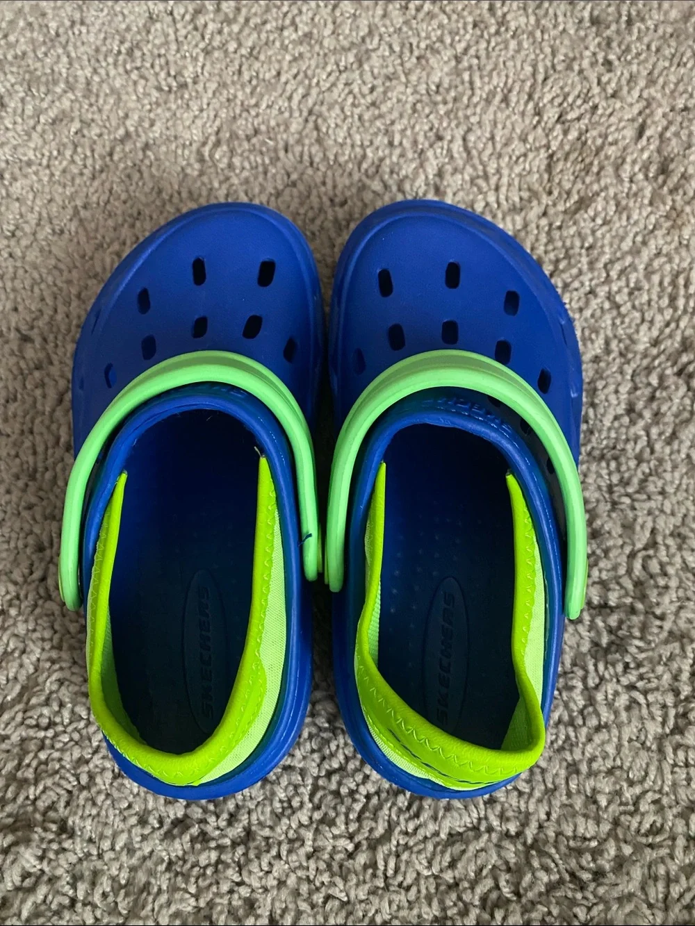 Skechers Blue Clog-Style Water Shoes with Neon Green Trim
